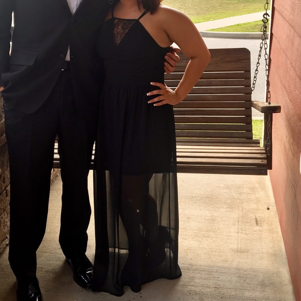 BCBG Formal full length black dress.